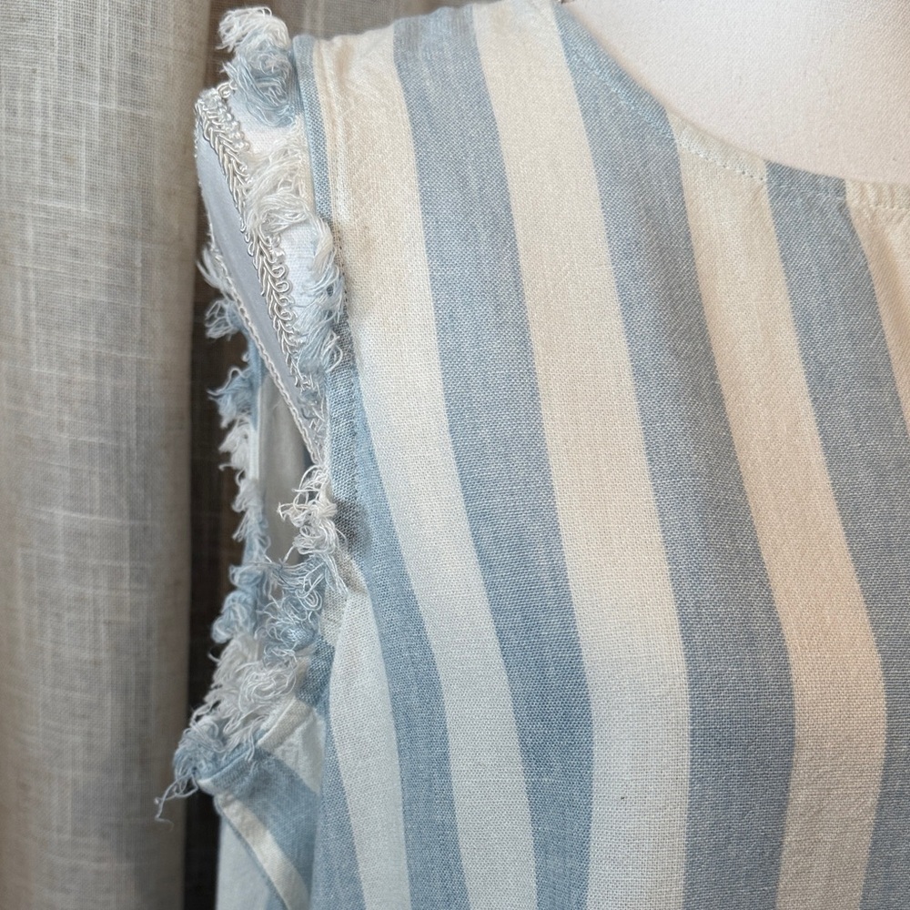 Charlie Paige Blue and White Striped Blouse - Picture 3 of 15